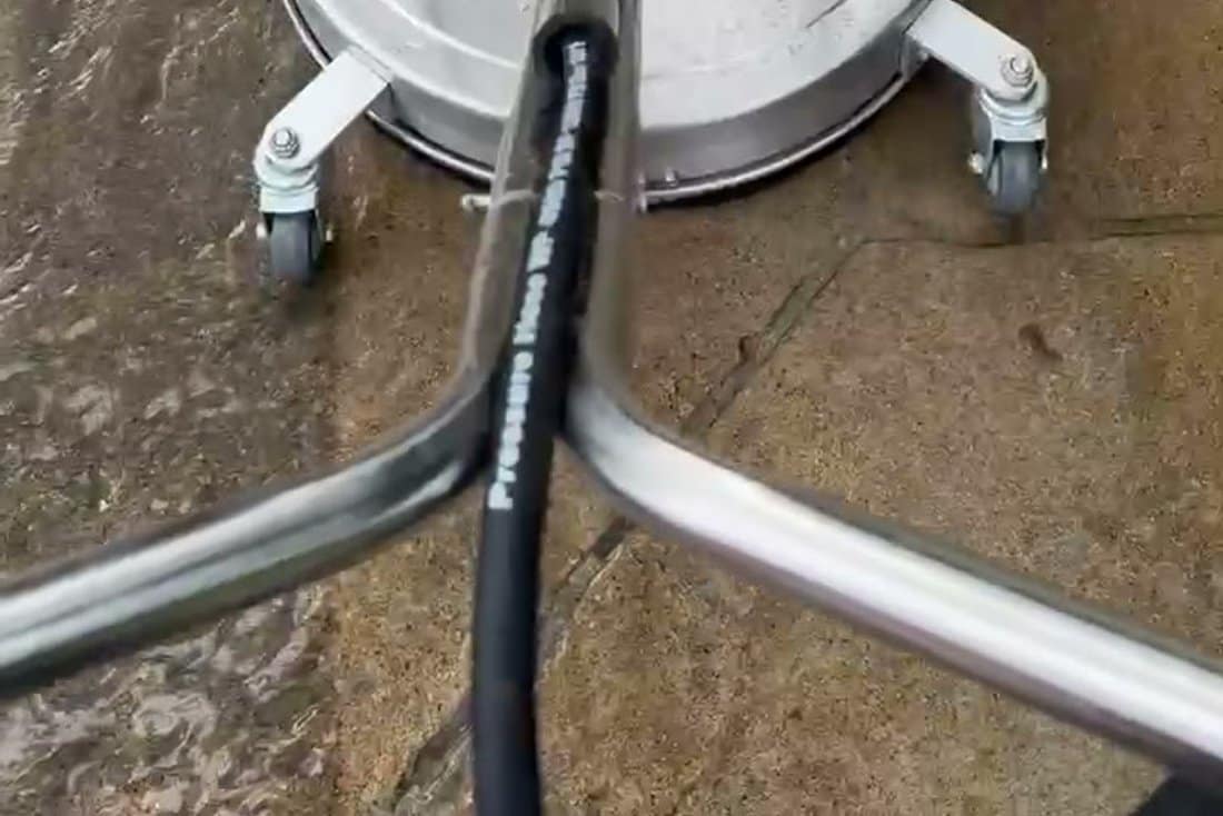 Cleaning concrete with a rotary surface cleaner