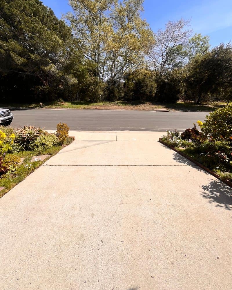 Concrete driveway pressure washed clean in Goleta