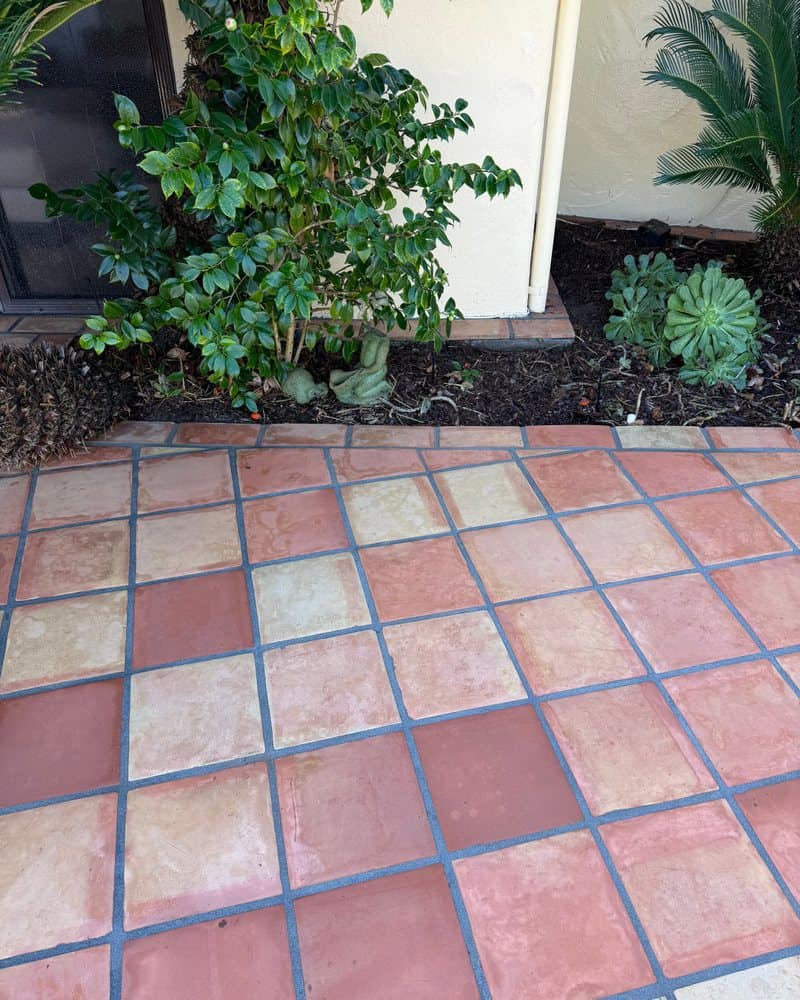Saltillo tile restored to its original color